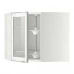 МЕТОД Углов навесн шк с врщ скц/сткл дв - белый, Ютис матовое стекло/алюминий, 68x60 см МЕТОД Углов навесн шк с врщ скц/сткл дв - белый, Ютис матовое стекло/алюминий, 68x60 см