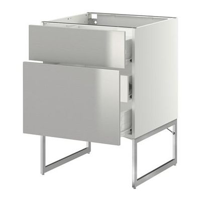 МЕТОД / ФОРВАРА Наполн шк 2 фрнт/3 средн ящ - 60x60x60 см, Гревста нержавеющ сталь, белый МЕТОД / ФОРВАРА Наполн шк 2 фрнт/3 средн ящ - 60x60x60 см, Гревста нержавеющ сталь, белый