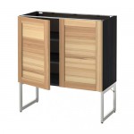 МЕТОД Напол шкаф с полками/2двери - под дерево черный, Торхэмн естественный ясень, 80x37x60 см МЕТОД Напол шкаф с полками/2двери - под дерево черный, Торхэмн естественный ясень, 80x37x60 см