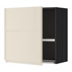 METOD шкаф навесной с сушкой черный/Воксторп глянцевый светло-бежевый 60x60 см