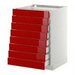 МЕТОД / МАКСИМЕРА Наполн шкаф 8 фронт/8 низк ящиков - 60x60 см, Рингульт глянцевый красный, белый МЕТОД / МАКСИМЕРА Наполн шкаф 8 фронт/8 низк ящиков - 60x60 см, Рингульт глянцевый красный, белый
