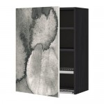 МЕТОД Шкаф навесной с сушкой - под дерево черный, Кальвиа с печатным рисунком, 60x80 см