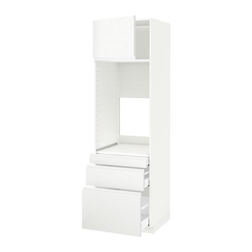 МЕТОД / МАКСИМЕРА Выс шкаф д/двойн духовки/3ящ/дверца - белый, Воксторп белый, 60x60x200 см