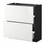МЕТОД / ФОРВАРА Напольный шкаф с 2 ящиками - 80x37 см, Рингульт глянцевый белый, под дерево черный