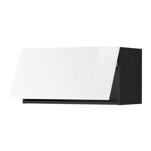 МЕТОД Горизонтальный навесной шкаф - под дерево черный, Рингульт глянцевый белый, 80x40 см