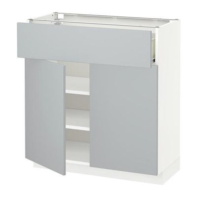 МЕТОД / ФОРВАРА Напольный шкаф+ящик/2дверцы - 80x37 см, Веддинге серый, белый МЕТОД / ФОРВАРА Напольный шкаф+ящик/2дверцы - 80x37 см, Веддинге серый, белый