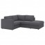 ВИМЛЕ 3-местный угловой диван - с открытым торцом/Гуннаред классический серый
