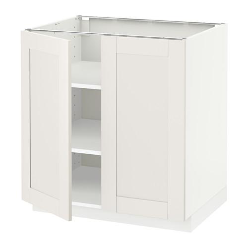 МЕТОД Напол шкаф с полками/2двери - белый, Сэведаль белый, 80x60 см