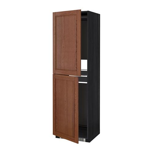 МЕТОД Высок шкаф д холодильн/мороз - под дерево черный, Филипстад коричневый, 60x60x200 см