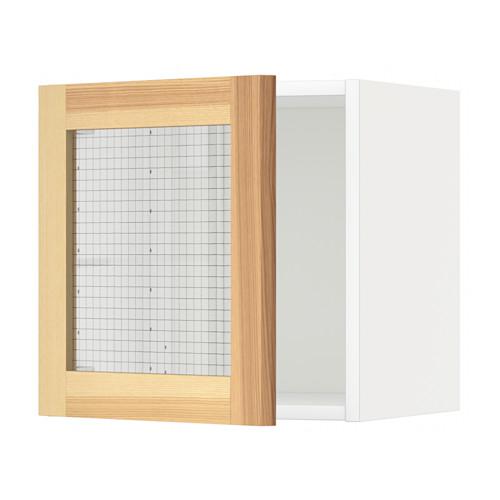 МЕТОД Навесной шкаф со стеклянной дверью - белый, Торхэмн естественный ясень