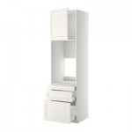 МЕТОД / МАКСИМЕРА Выс шкаф д/двойн духовки/3ящ/дверца - 60x60x220 см, Лаксарби белый, белый