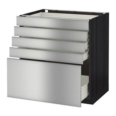 МЕТОД / ФОРВАРА Напольный шкаф с 5 ящиками - 80x60 см, Гревста нержавеющ сталь, под дерево черный МЕТОД / ФОРВАРА Напольный шкаф с 5 ящиками - 80x60 см, Гревста нержавеющ сталь, под дерево черный