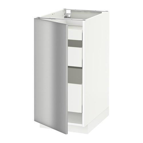 МЕТОД / МАКСИМЕРА Напольный шкаф с 1двр/3ящ - белый, Гревста нержавеющ сталь, 40x60 см МЕТОД / МАКСИМЕРА Напольный шкаф с 1двр/3ящ - белый, Гревста нержавеющ сталь, 40x60 см
