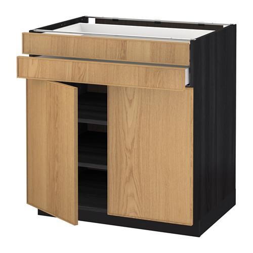 МЕТОД / МАКСИМЕРА Напольный шкаф/2дверцы/2ящика - под дерево черный, Экестад дуб, 80x60 см МЕТОД / МАКСИМЕРА Напольный шкаф/2дверцы/2ящика - под дерево черный, Экестад дуб, 80x60 см