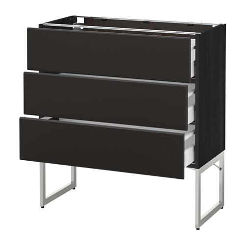 МЕТОД / МАКСИМЕРА Нплн шк 3 фрнт/3 средн ящика - под дерево черный, Кунгсбакка антрацит, 80x37x60 см МЕТОД / МАКСИМЕРА Нплн шк 3 фрнт/3 средн ящика - под дерево черный, Кунгсбакка антрацит, 80x37x60 см