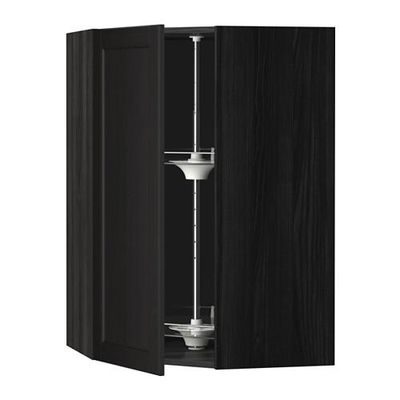 МЕТОД Угл нвсн шкф с вращающ секц - 68x100 см, Лаксарби черно-коричневый, под дерево черный