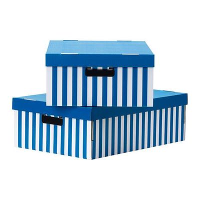 ПИНГЛА Коробка с крышкой - синий, 56x37x18 см