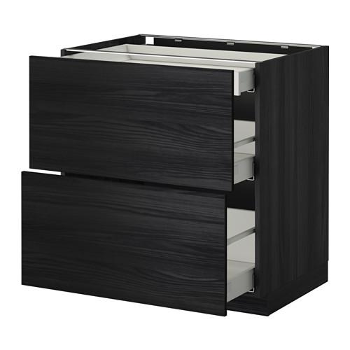 МЕТОД / МАКСИМЕРА Напольный шкаф/2фасада/3ящика - под дерево черный, Тингсрид под дерево черный, 80x60 см