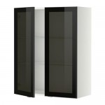 МЕТОД Навесной шкаф с полками/2 стекл дв - белый, Ютис дымчатое стекло/черный, 80x100 см МЕТОД Навесной шкаф с полками/2 стекл дв - белый, Ютис дымчатое стекло/черный, 80x100 см