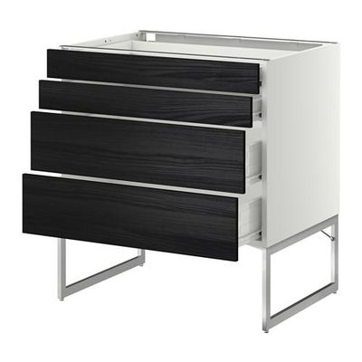 МЕТОД / ФОРВАРА Нплн шк 4 фронт/2 низк/2средн ящ - 80x60x60 см, Тингсрид под дерево черный, белый МЕТОД / ФОРВАРА Нплн шк 4 фронт/2 низк/2средн ящ - 80x60x60 см, Тингсрид под дерево черный, белый