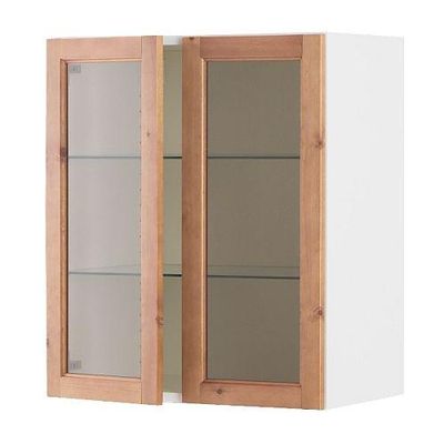 ФАКТУМ Навесной шкаф с 2 стеклянн дверями - Фагерланд морилка,антик, 60x70 см