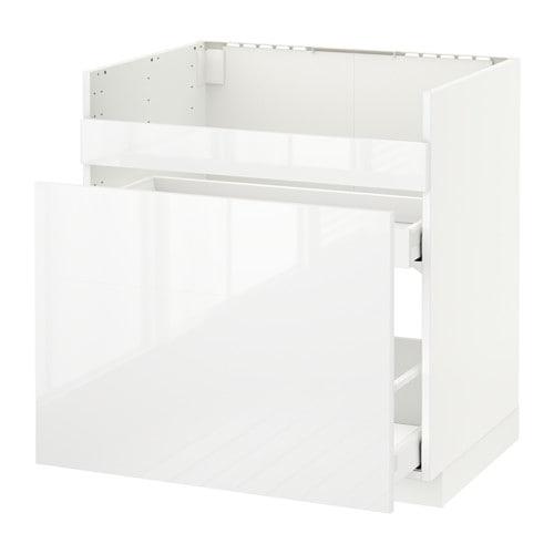 МЕТОД Напол шк д/мойки ХАВСЕН/3фасада/2ящ - белый, Рингульт глянцевый белый, 80x60 см