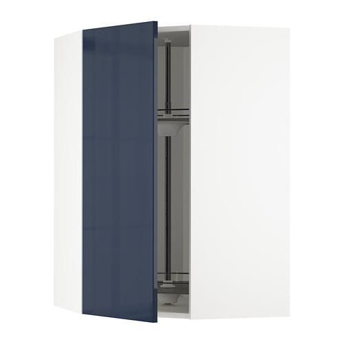 МЕТОД Угл нвсн шкф с вращающ секц - белый, Ерста глянцевый черно-синий, 68x100 см МЕТОД Угл нвсн шкф с вращающ секц - белый, Ерста глянцевый черно-синий, 68x100 см
