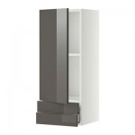 МЕТОД / МАКСИМЕРА Навесной шкаф с дверцей/2 ящика - 40x100 см, Рингульт глянцевый серый, белый МЕТОД / МАКСИМЕРА Навесной шкаф с дверцей/2 ящика - 40x100 см, Рингульт глянцевый серый, белый