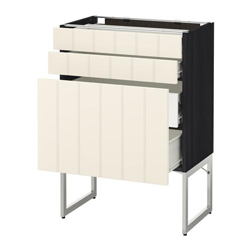 МЕТОД / ФОРВАРА Напольн шкаф 3фронт пнл/2низ/2ср ящ - 60x37x60 см, Хитарп белый с оттенком, под дерево черный МЕТОД / ФОРВАРА Напольн шкаф 3фронт пнл/2низ/2ср ящ - 60x37x60 см, Хитарп белый с оттенком, под дерево черный