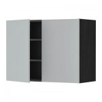 МЕТОД Навесной шкаф с полками/2дверцы - 80x60 см, Веддинге серый, под дерево черный МЕТОД Навесной шкаф с полками/2дверцы - 80x60 см, Веддинге серый, под дерево черный