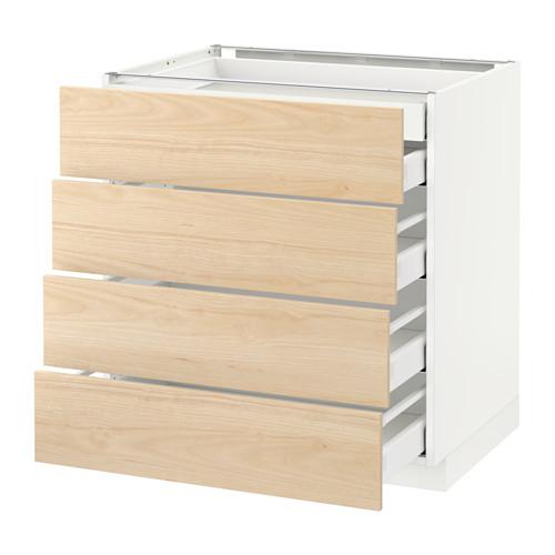 МЕТОД / МАКСИМЕРА Нплн шк 4фрнт/2нзк/3срд ящ - белый, Аскерсунд под светлый ясень, 80x60 см