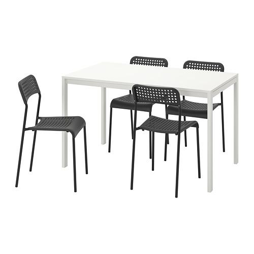 MELLTORP/ADDE стол и 4 стула белый/черный
