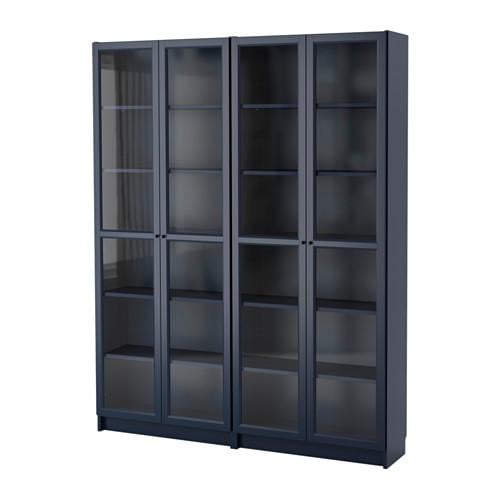 Billy Rack Dark Blue 160x202x30 см, Ikea Billy Bookcase With Glass Doors Dark Blue