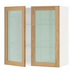 МЕТОД Навесной шкаф с полками/2 стекл дв - белый, Экестад дуб, 80x80 см МЕТОД Навесной шкаф с полками/2 стекл дв - белый, Экестад дуб, 80x80 см