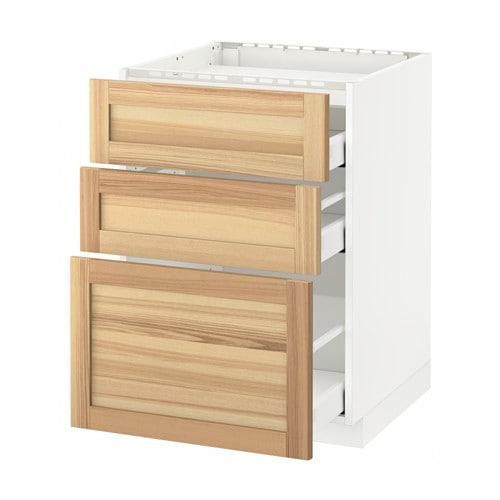 МЕТОД / МАКСИМЕРА Напольн шкаф/3фронт пнл/3ящика - белый, Торхэмн естественный ясень, 60x60 см МЕТОД / МАКСИМЕРА Напольн шкаф/3фронт пнл/3ящика - белый, Торхэмн естественный ясень, 60x60 см