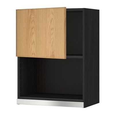 МЕТОД Навесной шкаф для СВЧ-печи - 60x80 см, Экестад дуб, под дерево черный