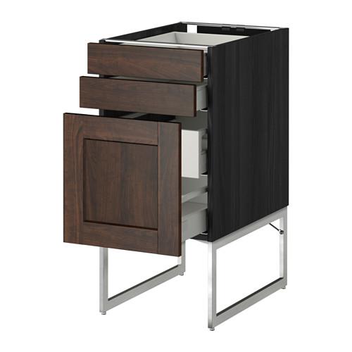 МЕТОД / МАКСИМЕРА Напольн шкаф 3фронт пнл/2низ/2ср ящ - под дерево черный, Эдсерум под дерево коричневый, 40x60x60 см