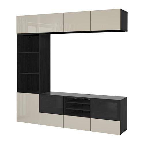 BESTÅ шкаф для ТВ, комбин/стеклян дверцы