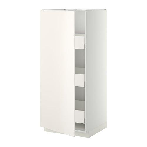 МЕТОД / МАКСИМЕРА Высокий шкаф с ящиками - белый, Веддинге белый, 60x60x140 см