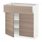 МЕТОД / МАКСИМЕРА Напольный шкаф+ящик/2дверцы - 80x37 см, Брокхульт под грецкий орех светло-серый, белый МЕТОД / МАКСИМЕРА Напольный шкаф+ящик/2дверцы - 80x37 см, Брокхульт под грецкий орех светло-серый, белый