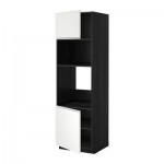 МЕТОД Выс шкаф д/духовки/СВЧ/2 дв/полки - 60x60x200 см, Нодста белый/алюминий, под дерево черный