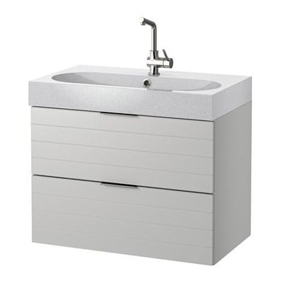 ГОДМОРГОН / БРОВИКЕН Шкаф для раковины с 2 ящ - светло-серый