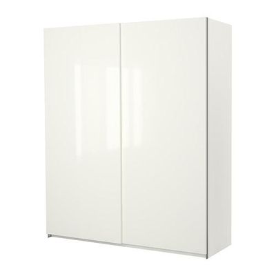 ПАКС Гардероб с раздвижными дверьми - Пакс Хасвик глянцевый/белый, белый, 200x43x236 см