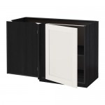 METOD угловой напольный шкаф с полкой черный/Сэведаль белый 128x68 см