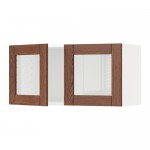 МЕТОД Навесной шкаф с 2 стеклянн дверями - белый, Филипстад коричневый