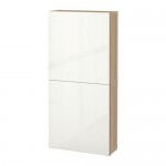 БЕСТО Навесной шкаф с 2 дверями - под беленый дуб/Сельсвикен глянцевый/белый