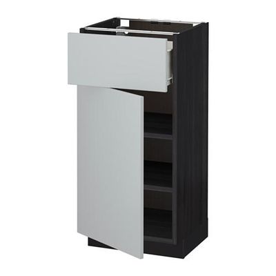 МЕТОД / ФОРВАРА Напольный шкаф с ящиком/дверью - 40x37 см, Веддинге серый, под дерево черный МЕТОД / ФОРВАРА Напольный шкаф с ящиком/дверью - 40x37 см, Веддинге серый, под дерево черный