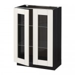 МЕТОД Напольный шкаф с 2 стекл дверцами - под дерево черный, 60x37x80 см