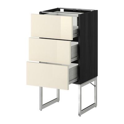 МЕТОД / ФОРВАРА Напольн шкаф 3фронт пнл/2низ/2ср ящ - 40x37x60 см, Рингульт глянцевый кремовый, под дерево черный МЕТОД / ФОРВАРА Напольн шкаф 3фронт пнл/2низ/2ср ящ - 40x37x60 см, Рингульт глянцевый кремовый, под дерево черный