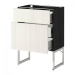 МЕТОД / ФОРВАРА Наполн шк 2 фрнт/3 средн ящ - 60x37x60 см, Росдаль белый ясень, под дерево черный